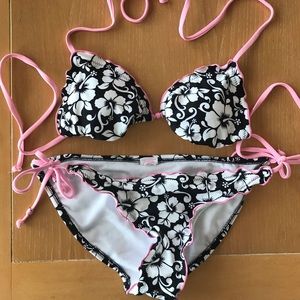 Girl’s Swim Bikini Hibiscus Print (xhiliration)